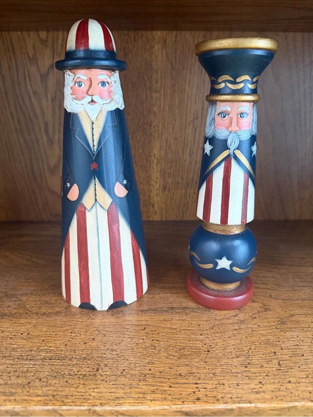 Patriotic Red, White & Blue Wooden Uncle Sam Figurines - Brand